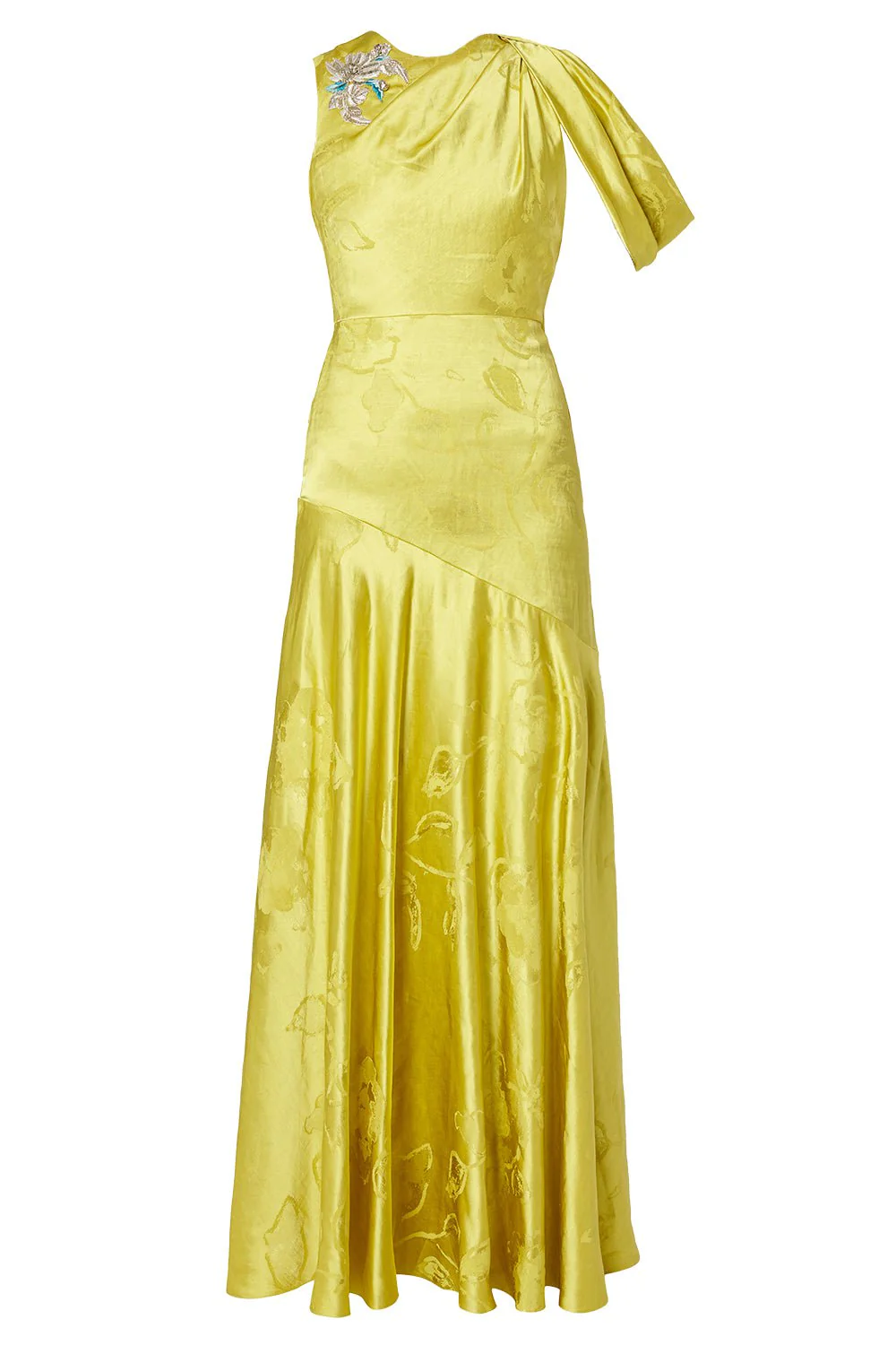 Sleeveless Drape Shoulder Gown