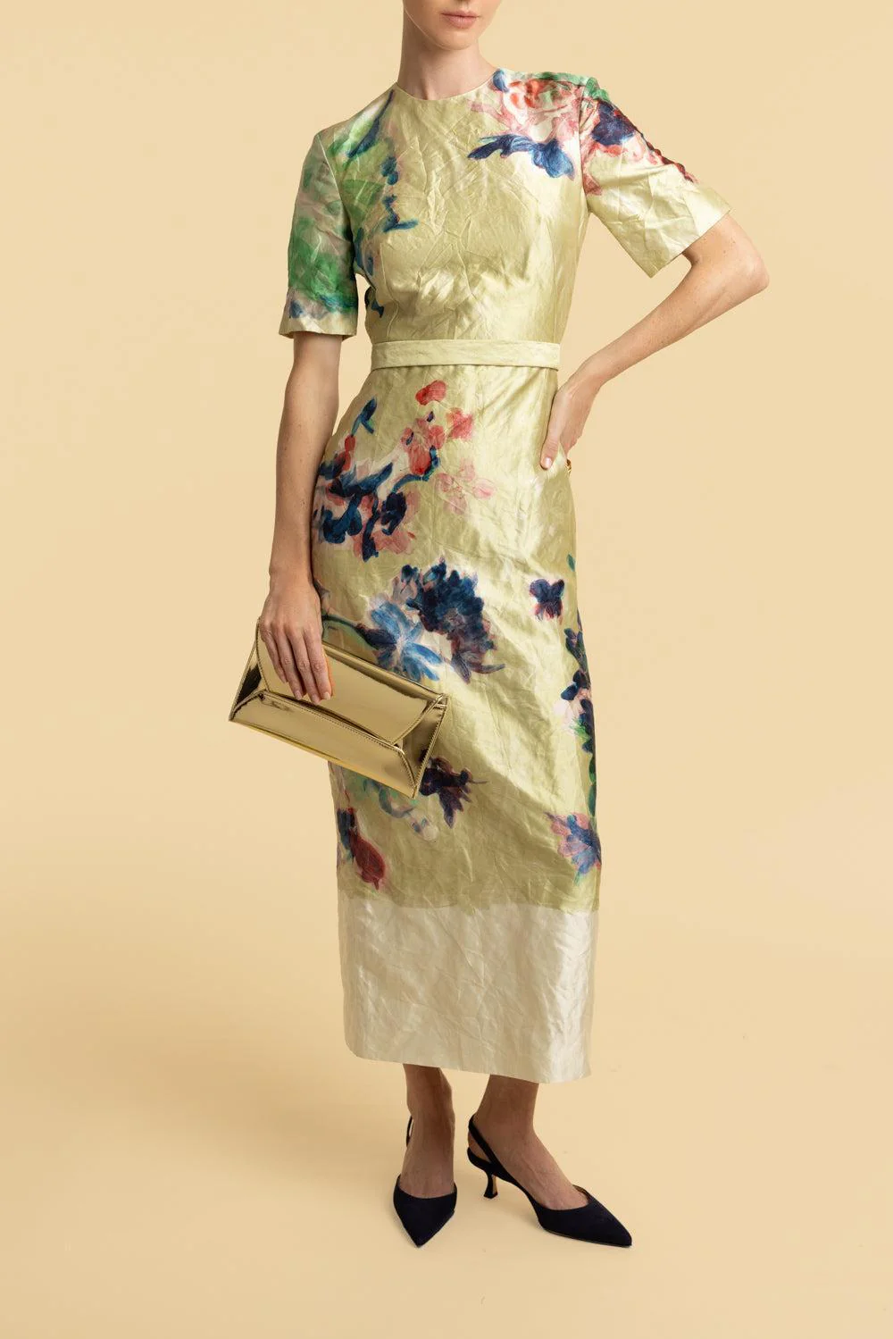 Textured Short Sleeve Midi Dress - Image 2