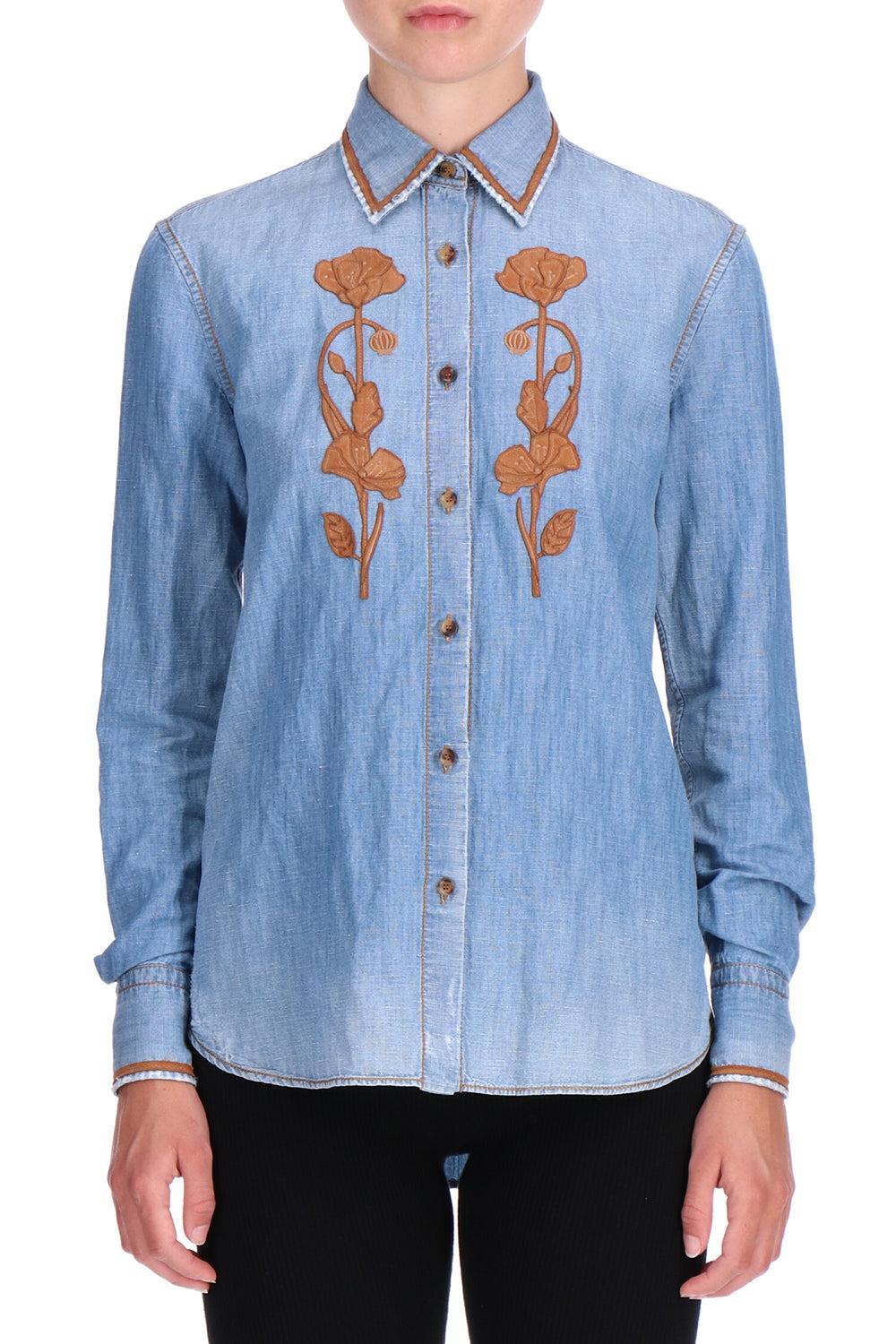 Embroidered Denim Shirt - Image 2
