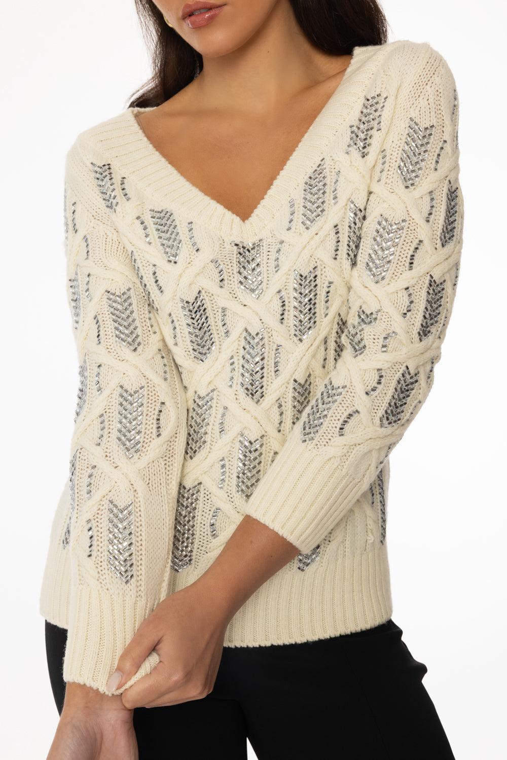Long Sleeved V-Neck Sweater - Image 2