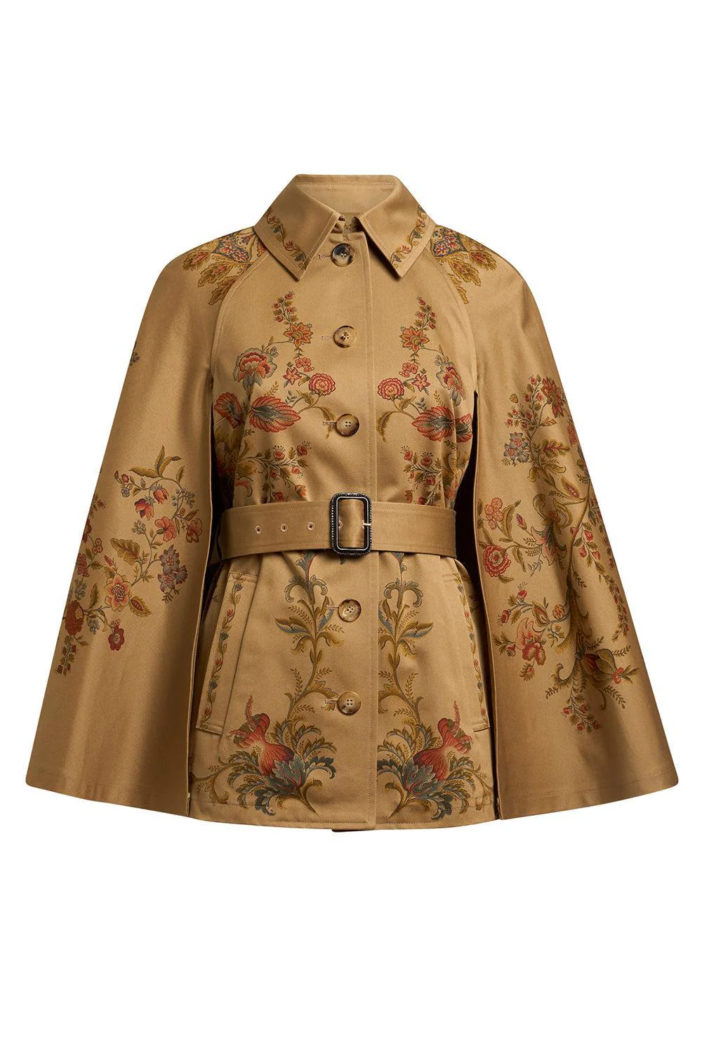 Belted Print Cape Jacket