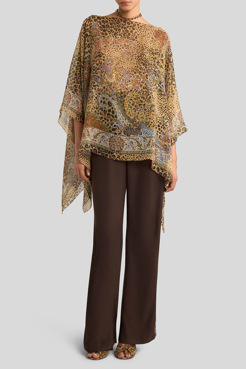 Cheetah Print Poncho Blouse - Image 2
