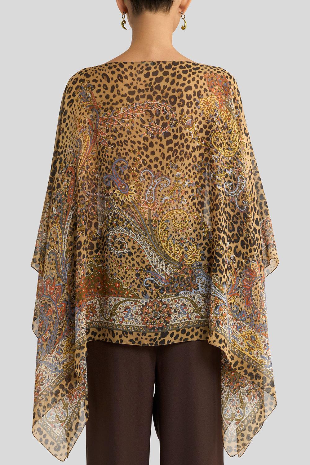 Cheetah Print Poncho Blouse - Image 5
