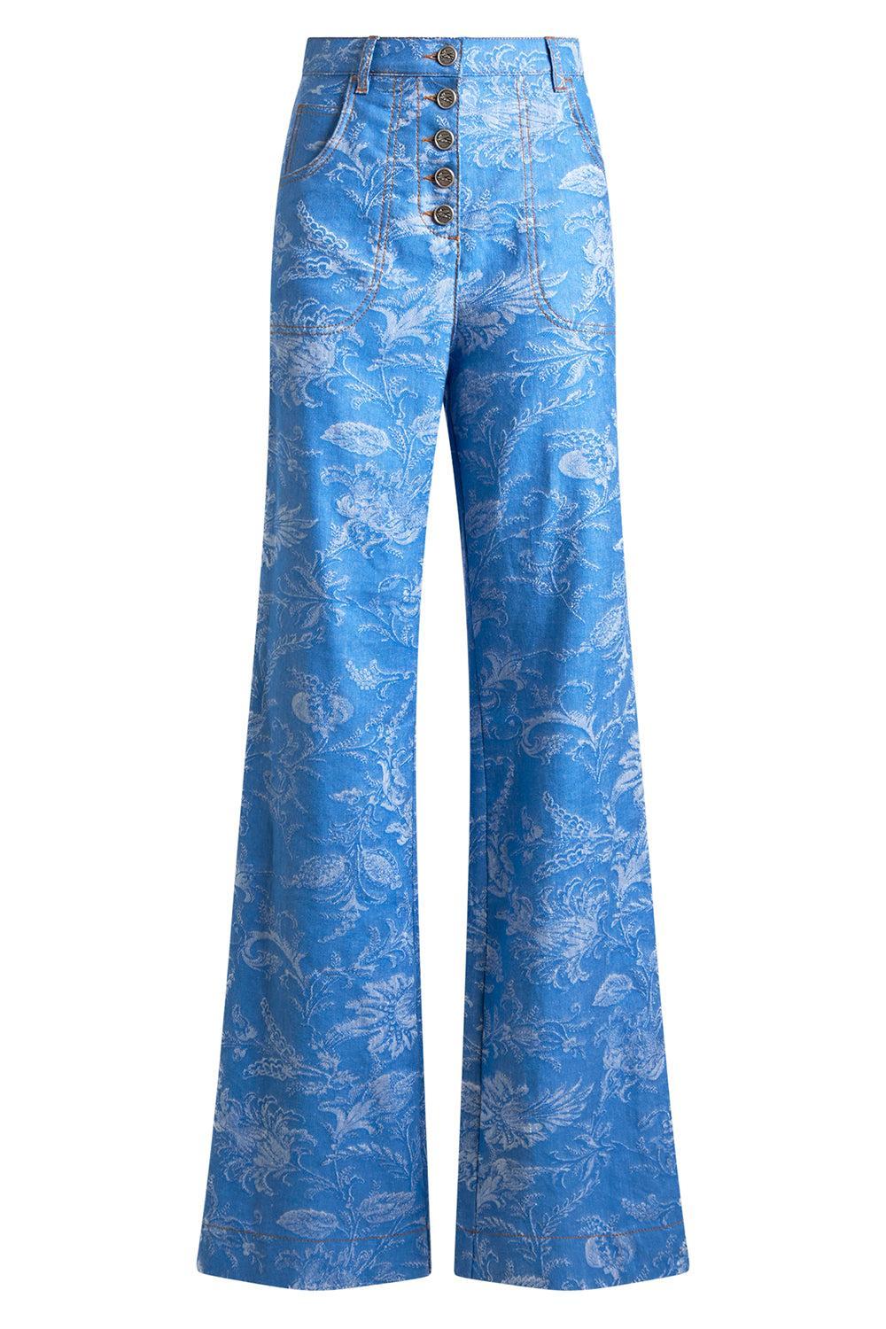 Cropped Print Brocade Trousers