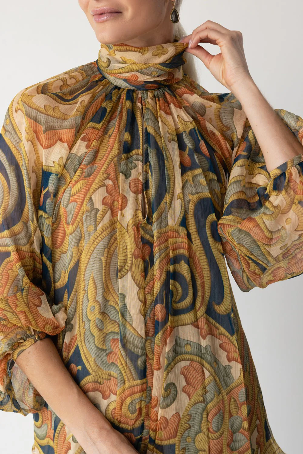 High Neck Printed Blouse - Image 2