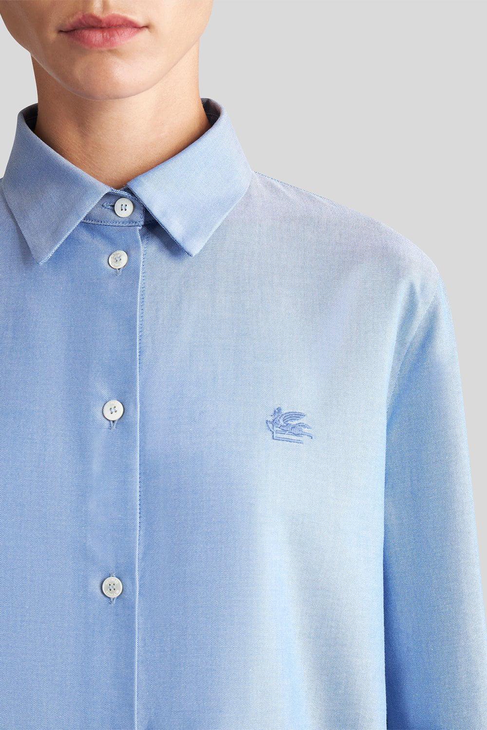 Long Sleeve Button Down Blouse - Blue - Image 4