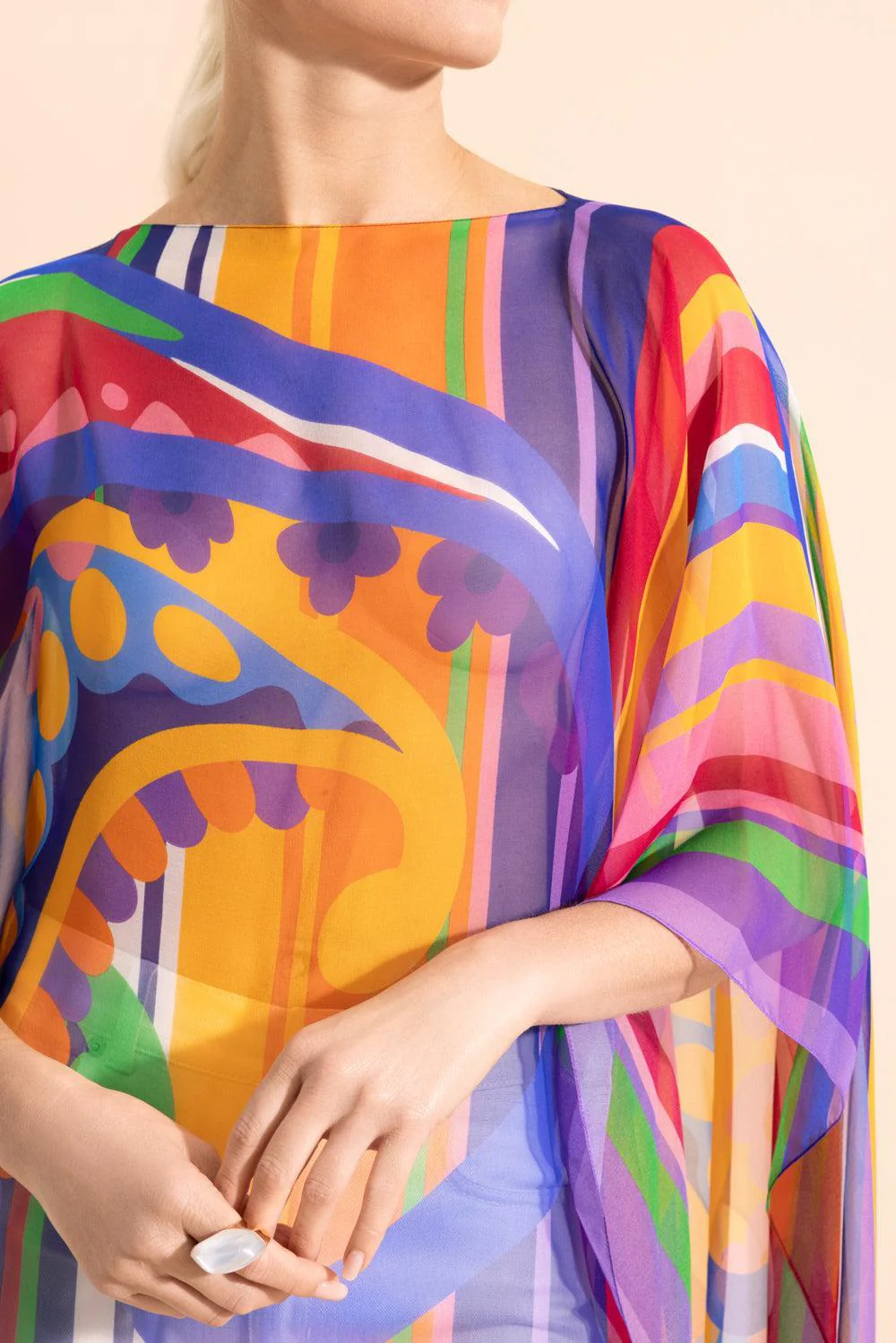 Printed Poncho Blouse - Image 3