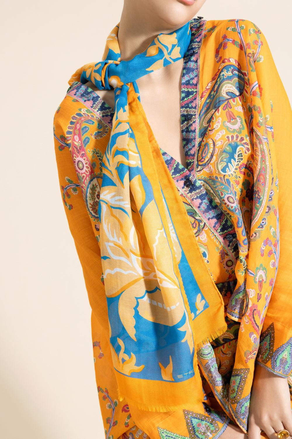 Printed Tosca Scarf - Blue Print - Image 4