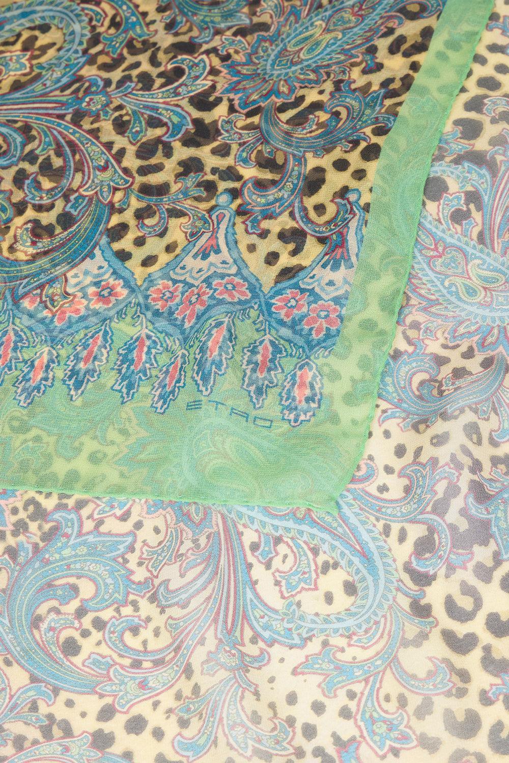 Printed Tosca Scarf - Dark Brown Green - Image 3