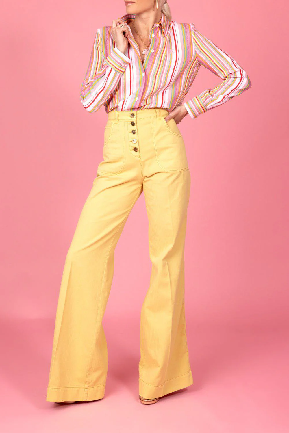 Striped Button Down Blouse - Image 4