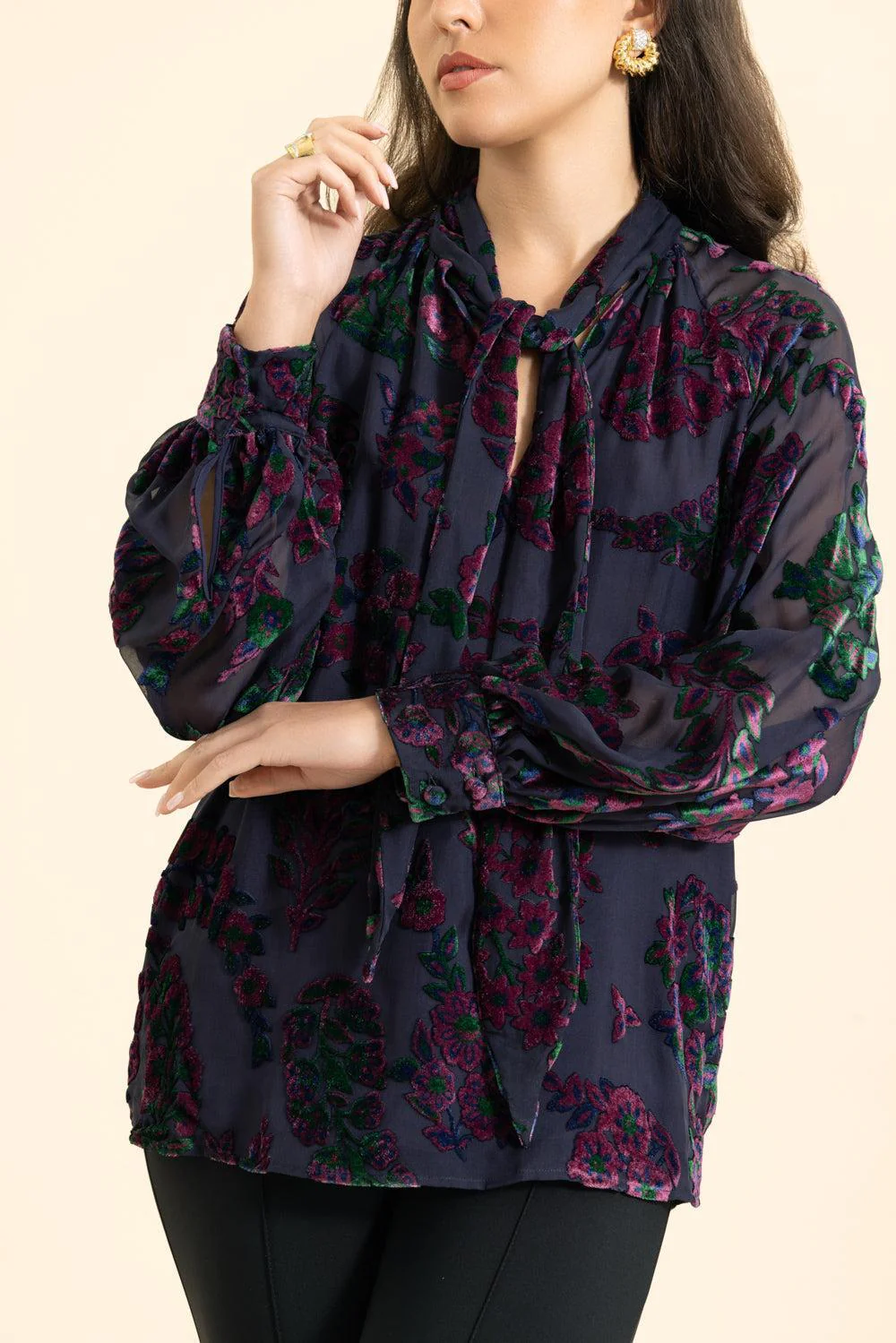 Tie Neck Blouse - Image 2