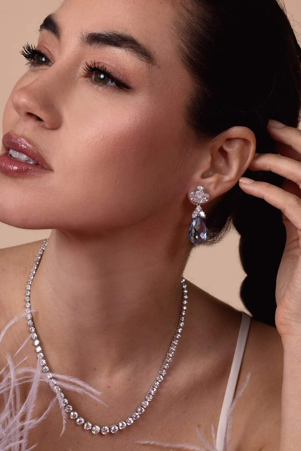 Aqua Briolette Drop Earring - Image 3