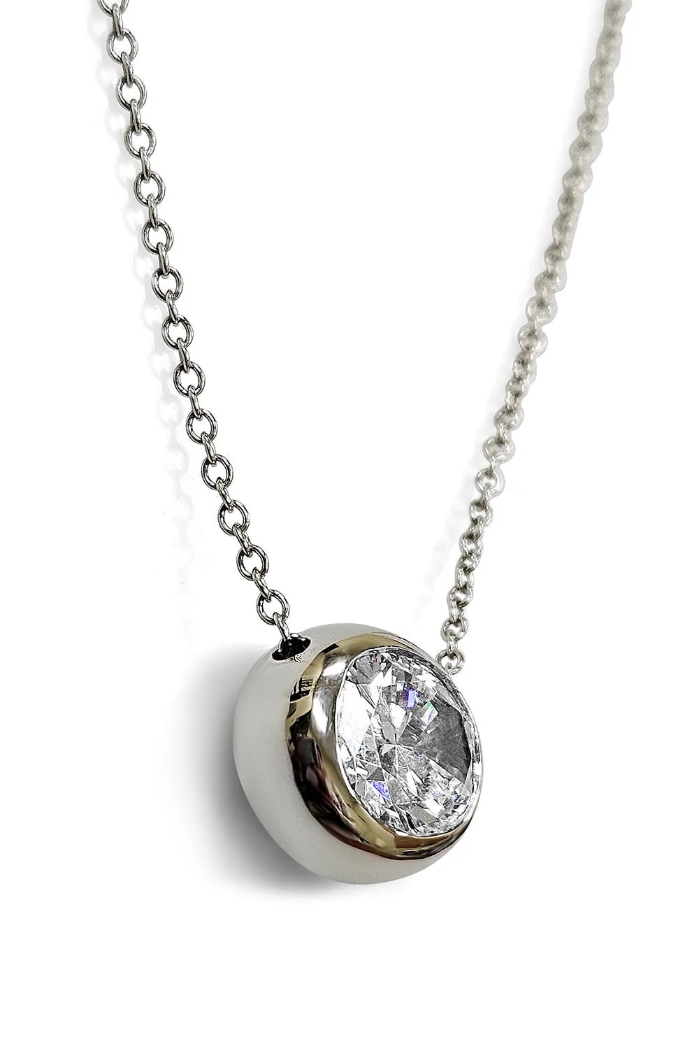 Bezel Set Oval Pendant Necklace - Image 5