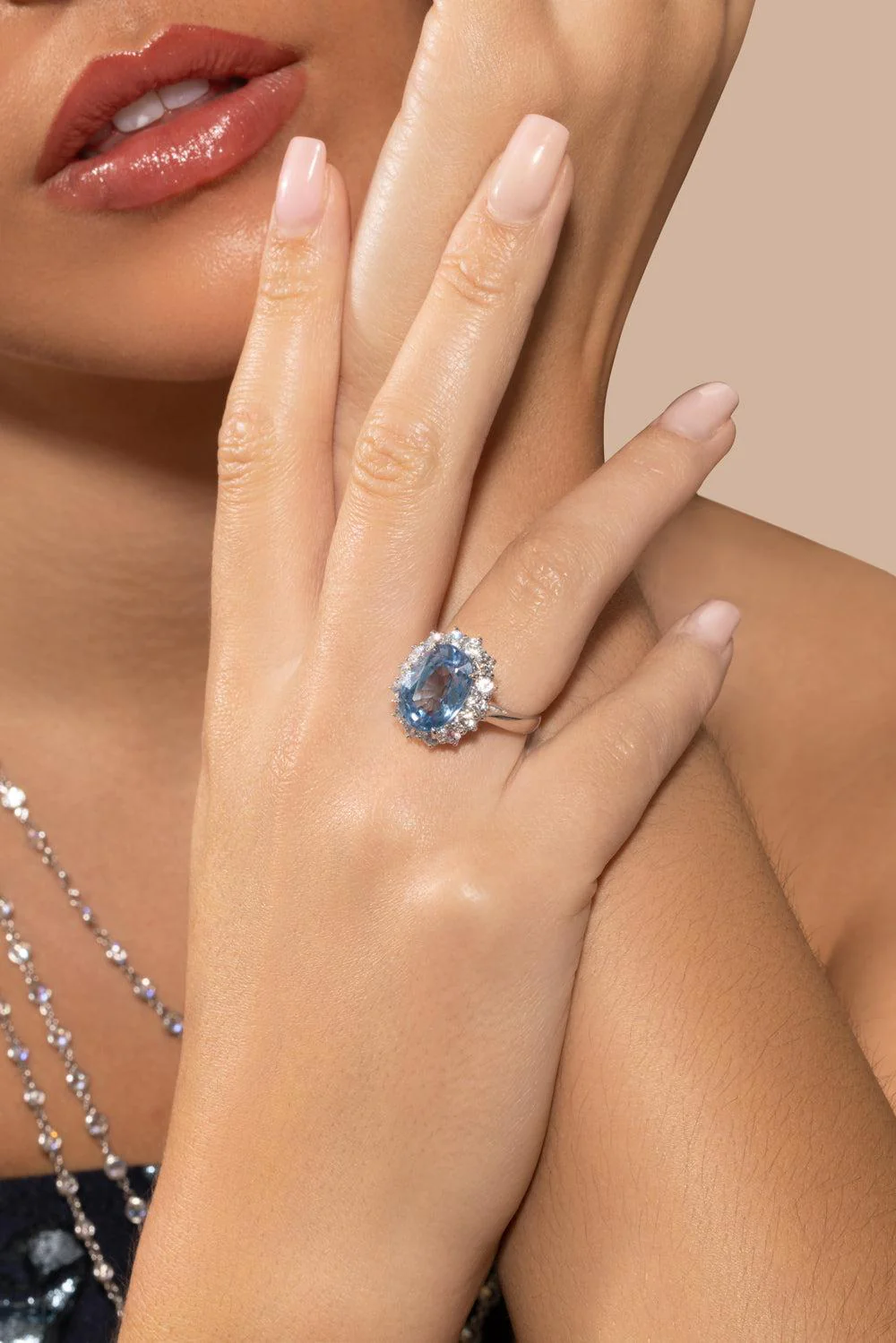 Blue Oval Princess Diana Ring - Image 2
