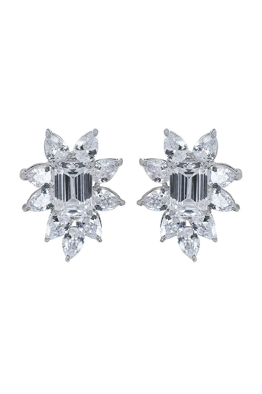 White Pear Surrounded Cluster Earrings