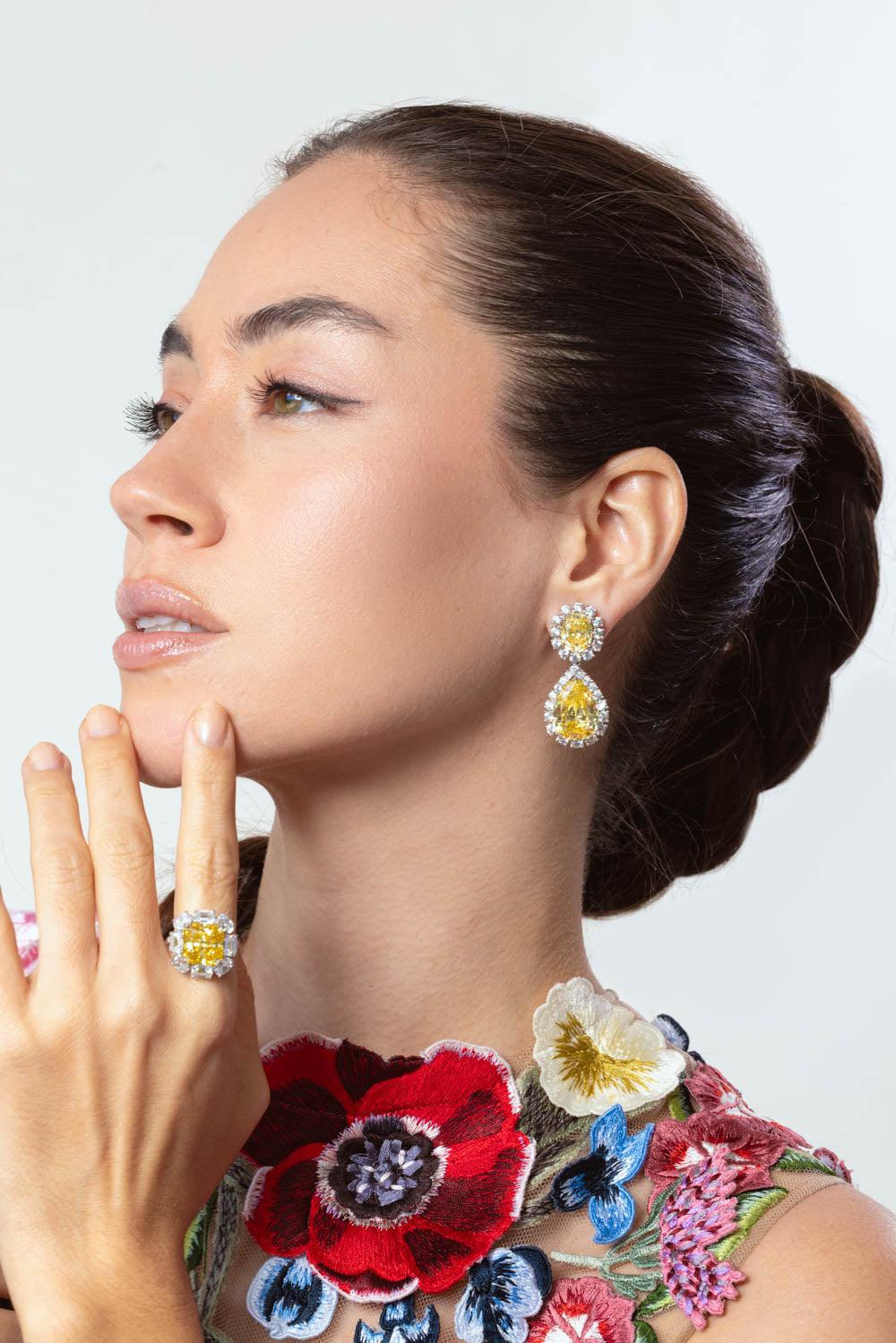 Canary Cz Drop Earrings - Image 3