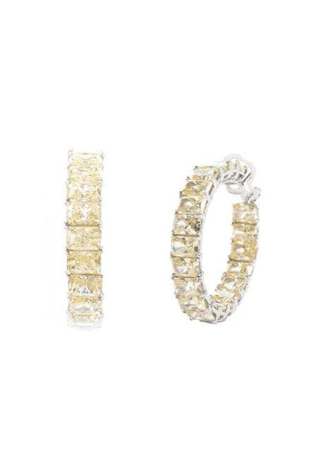 Canary Radiant Cut Hoop Earrings