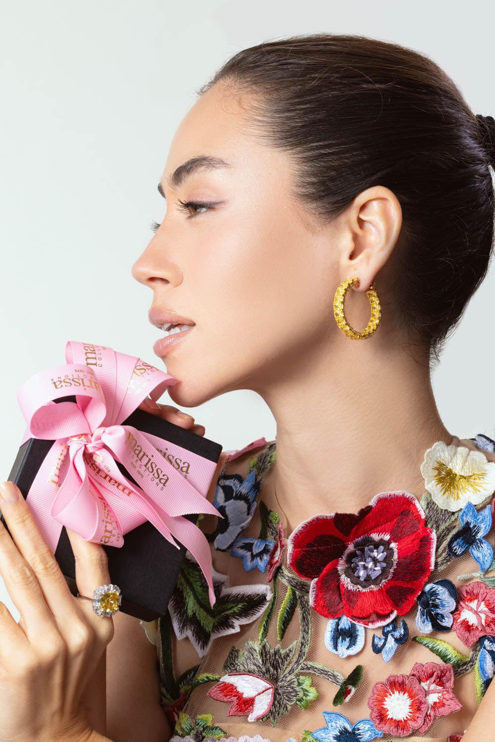Canary Radiant Cut Hoop Earrings - Image 2