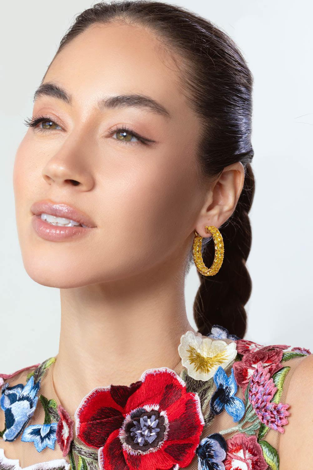 Canary Radiant Cut Hoop Earrings - Image 3