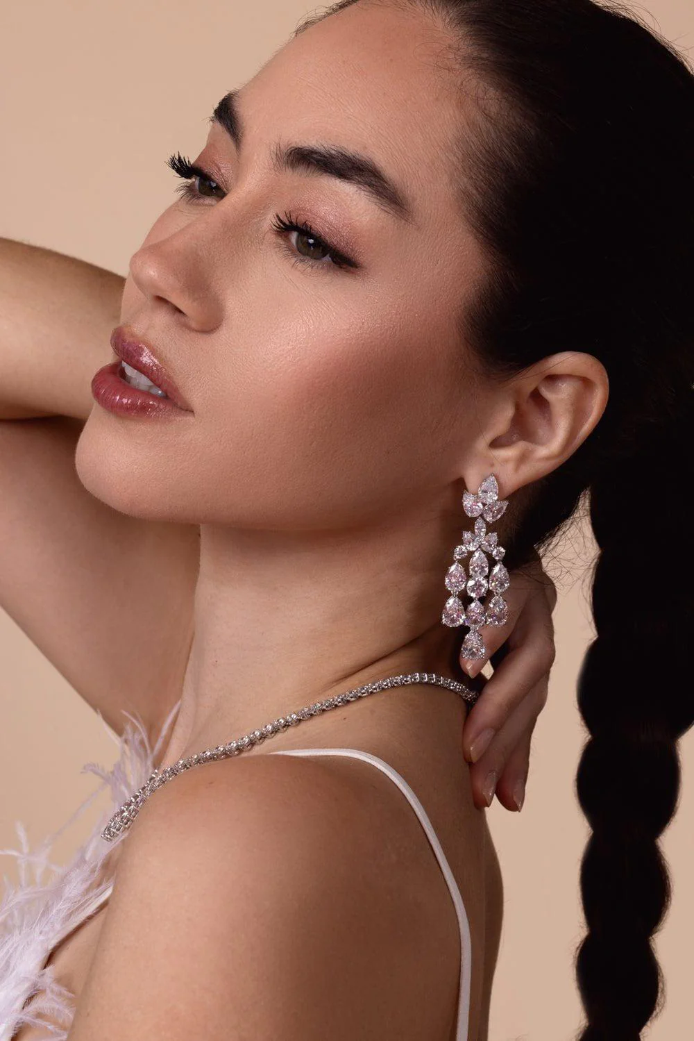 Cluster Pear Drop Earrings - Image 2