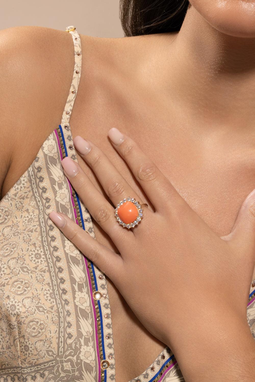Coral Cushion Ring - Image 3