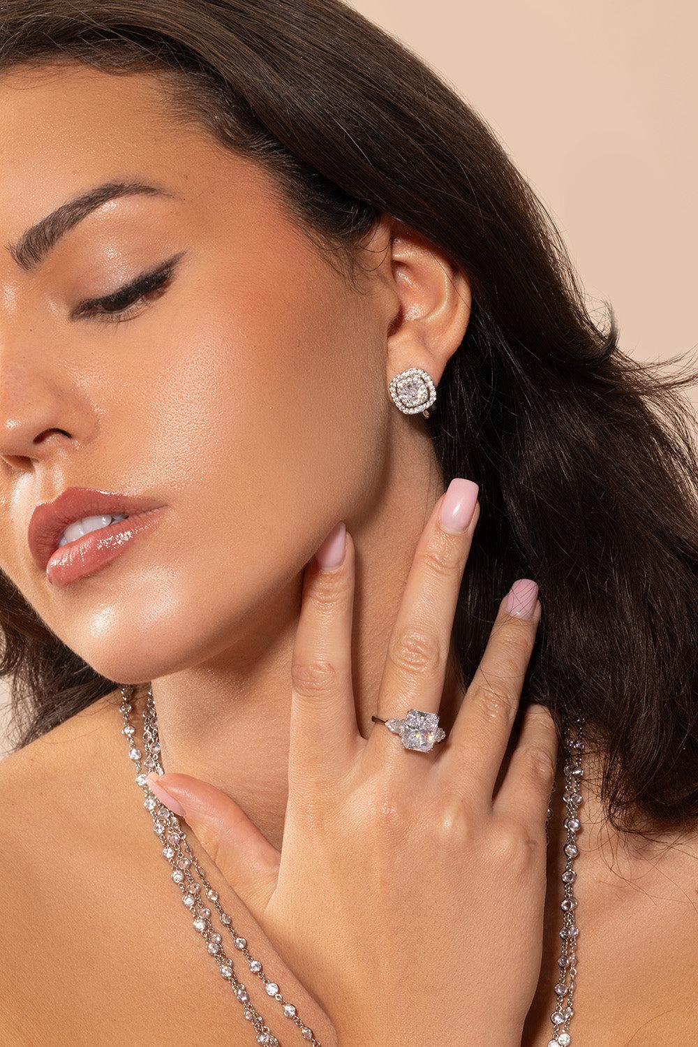Cushion Cut Double Halo Earrings - Image 3
