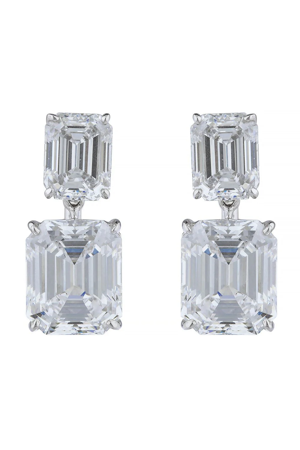Double Drop Emerald Cut Earrings