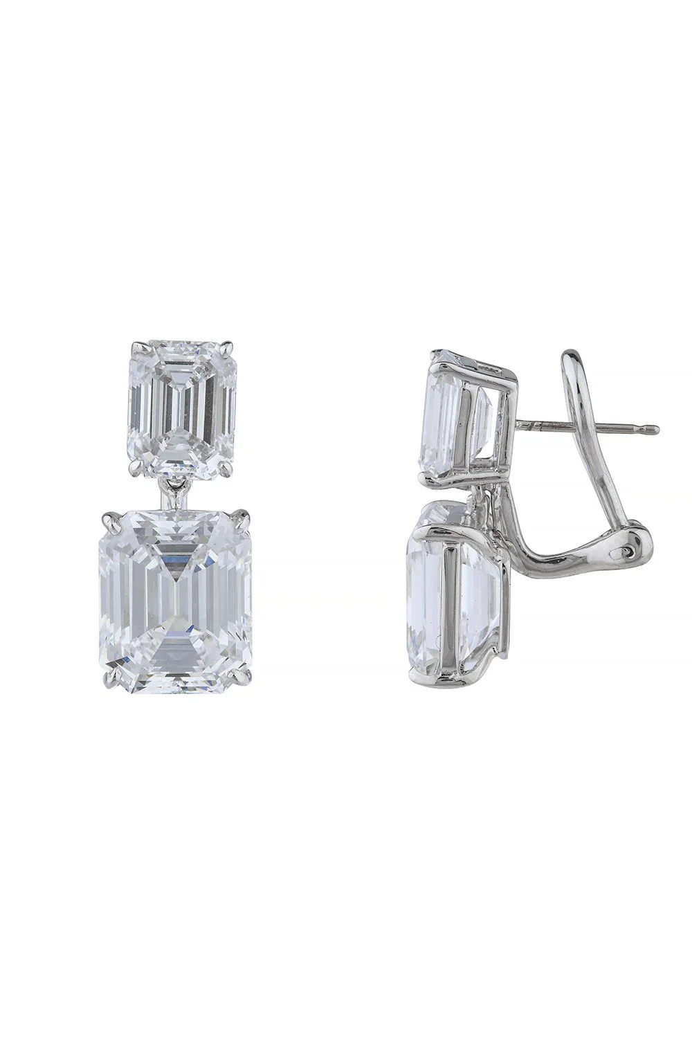 Double Drop Emerald Cut Earrings - Image 4