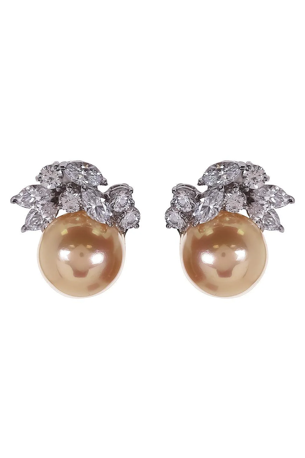 Double Pearl Cz Earrings