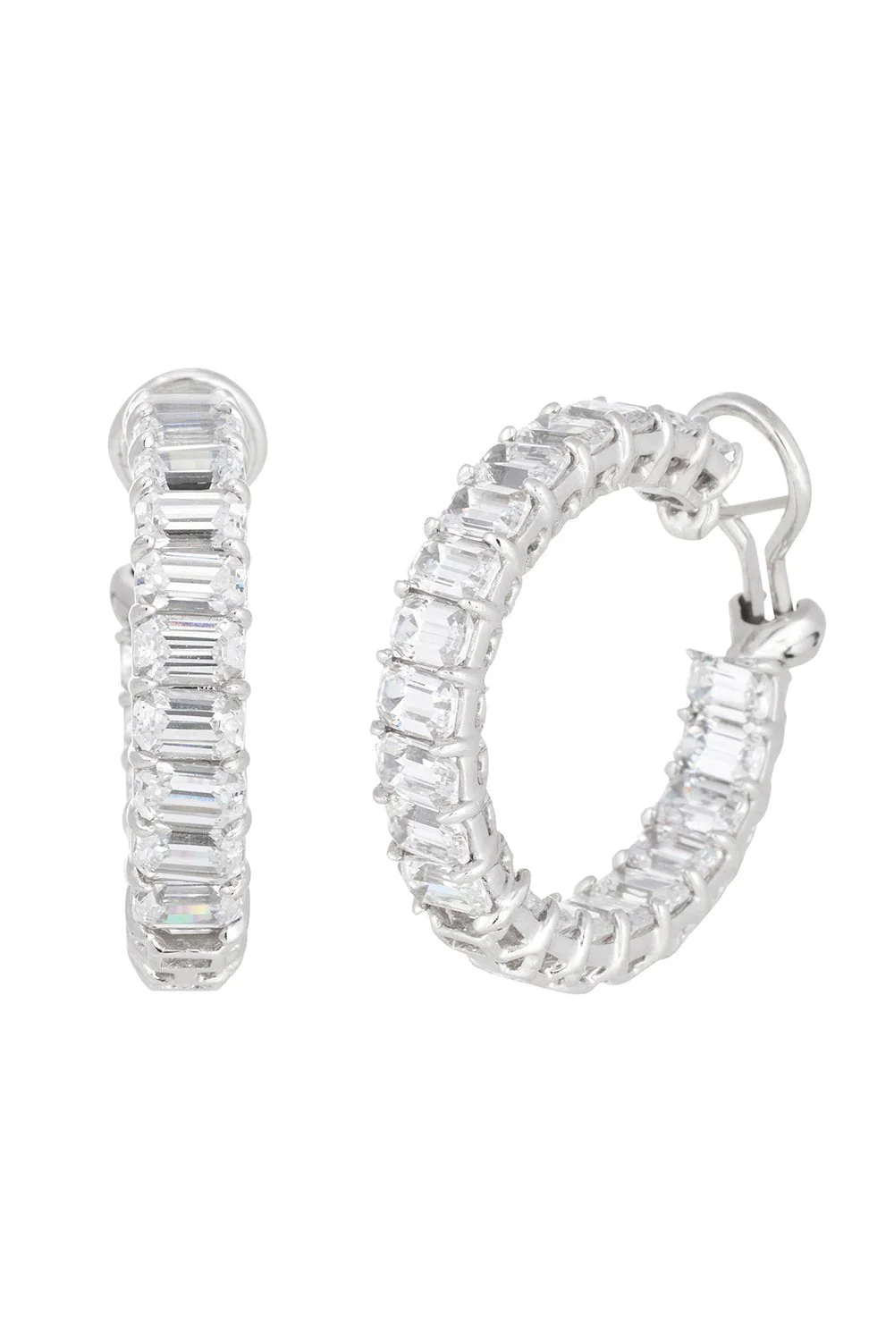 Emerald Cut Hoop Earrings