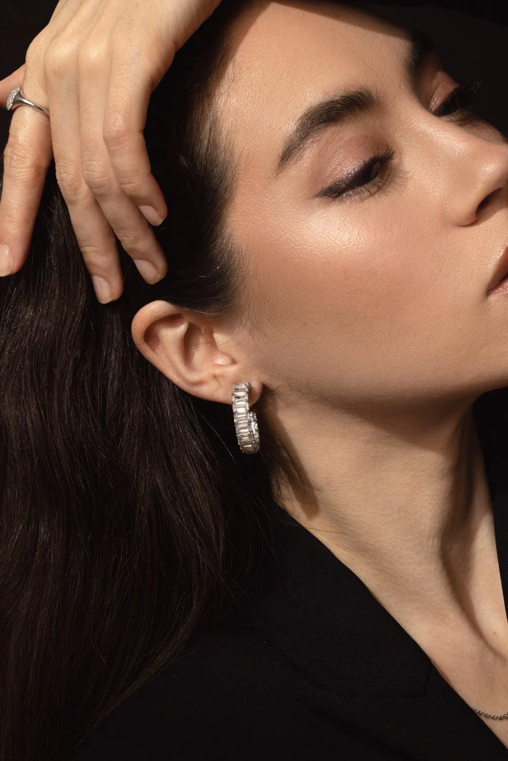 Emerald Cut Hoop Earrings - Image 2
