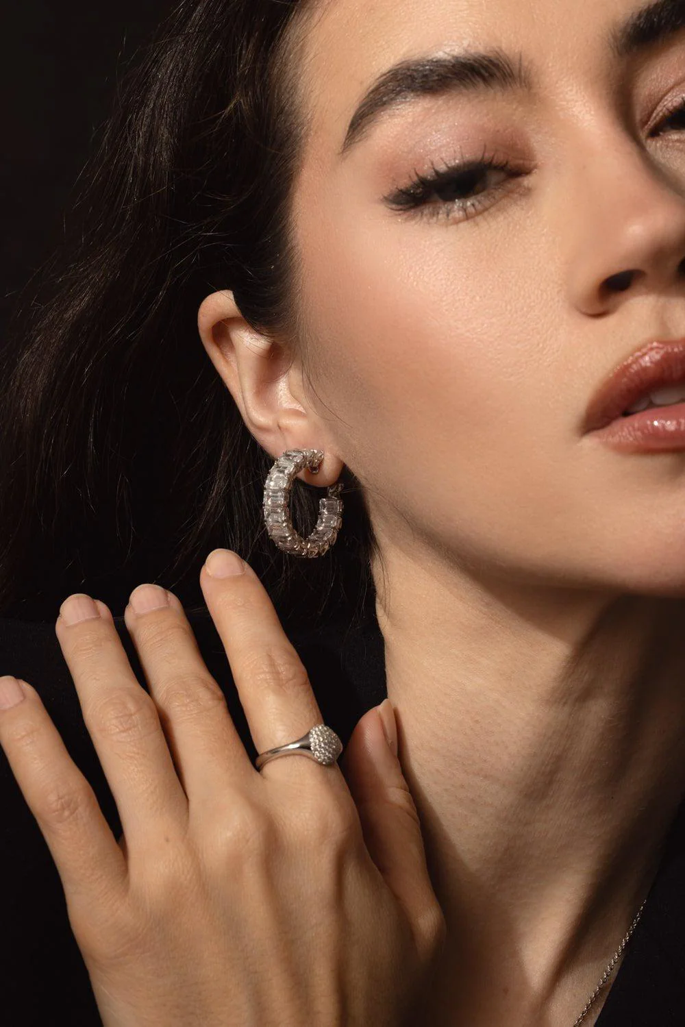 Emerald Cut Hoop Earrings - Image 3