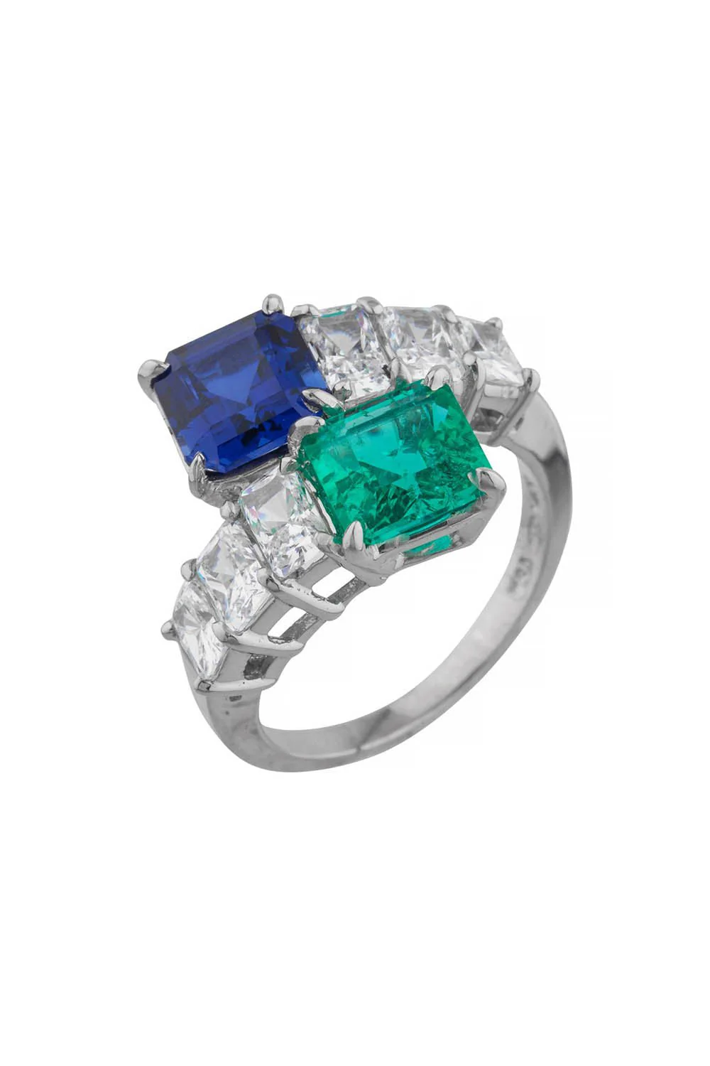 Emerald Sapphire Bypass Ring - Image 6
