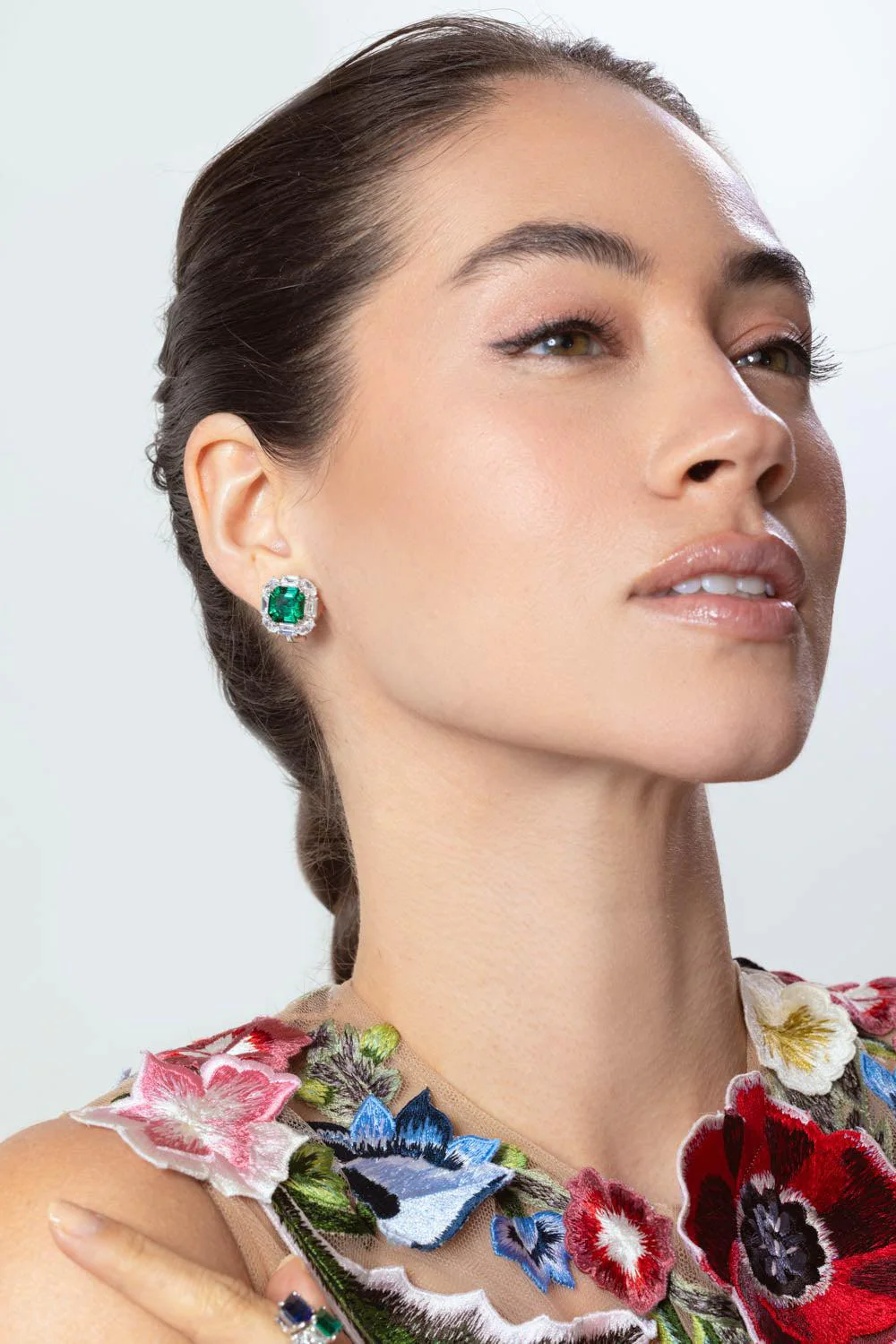 Emerald Square Baguette Earrings - Image 2