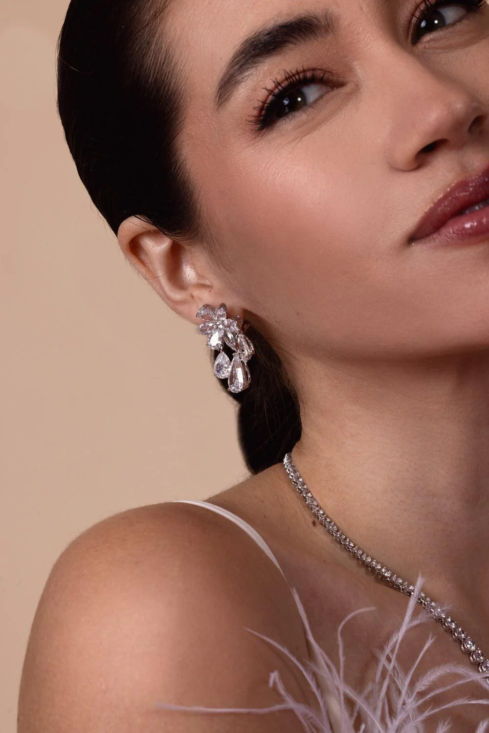 Flower Waterfall CZ Earring - Image 3