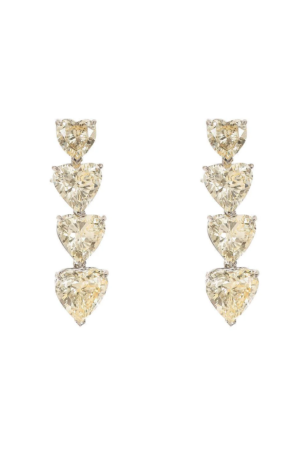 Four Stone Canary Heart Drop Earrings