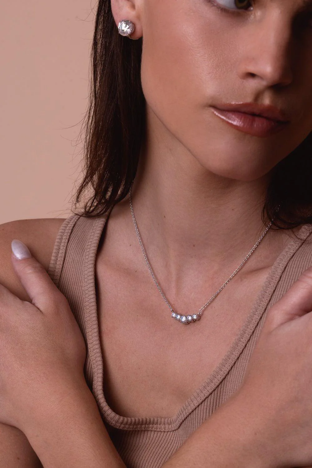 Graduated Five Stone Pendant Necklace - Image 2