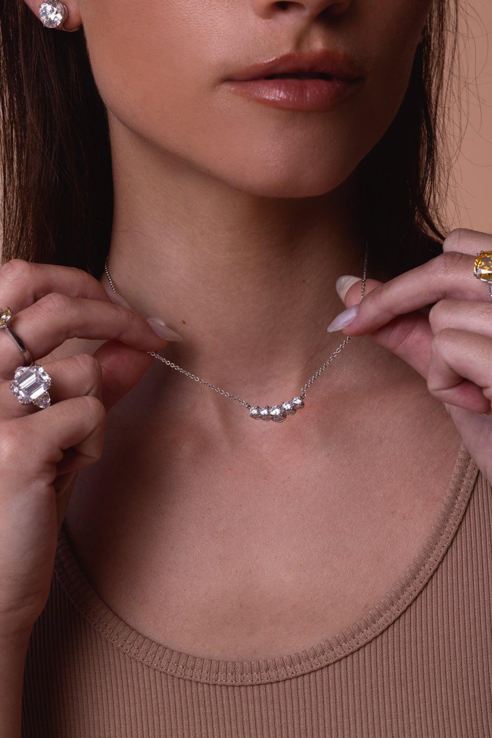 Graduated Five Stone Pendant Necklace - Image 4