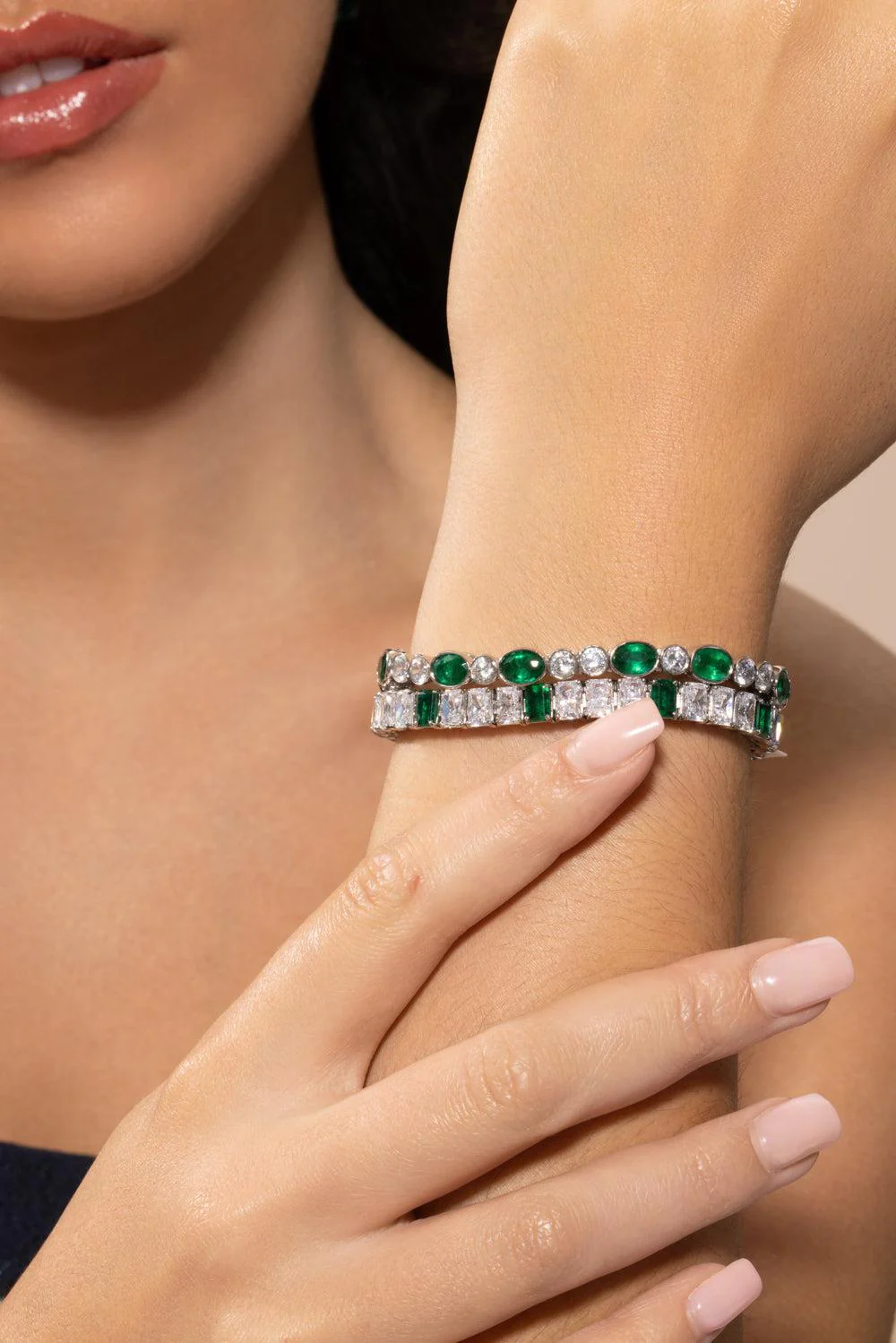 Green White Tennis Bracelet - Image 4