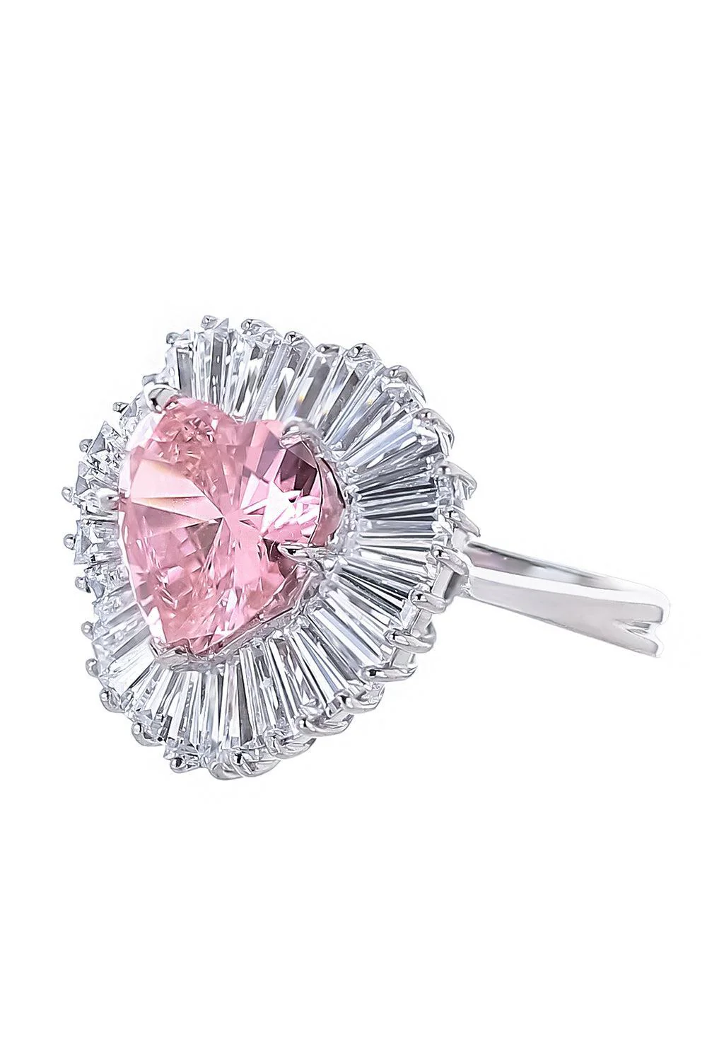 Heart Center Baguette Side Ring - Image 5