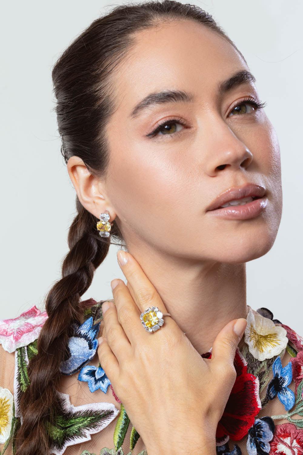 Large Oval Canary Earrings - Image 2