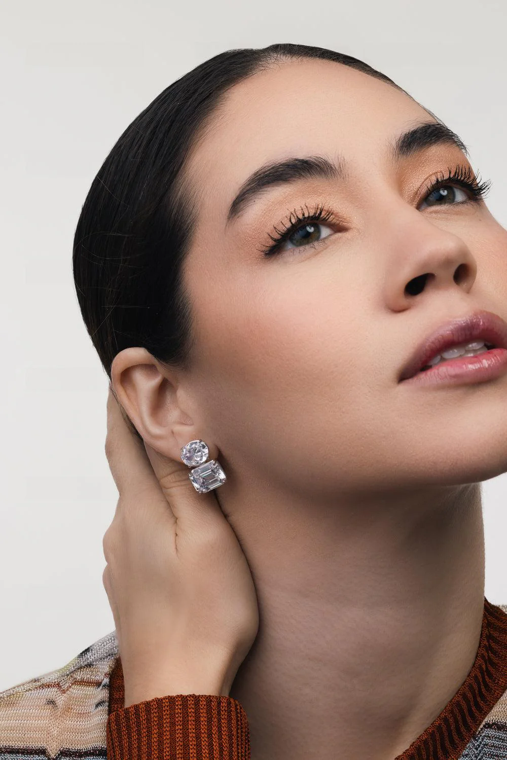 Oval Cz Double Stud Earrings - Image 4