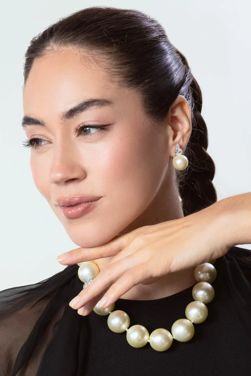 Oval Cz Pearl Stud Earrings - Image 2