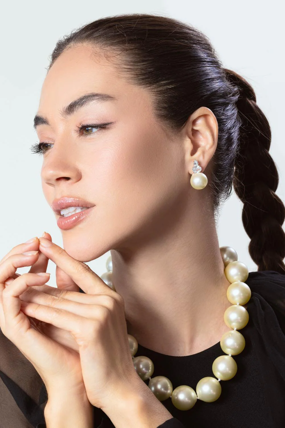Oval Cz Pearl Stud Earrings - Image 3