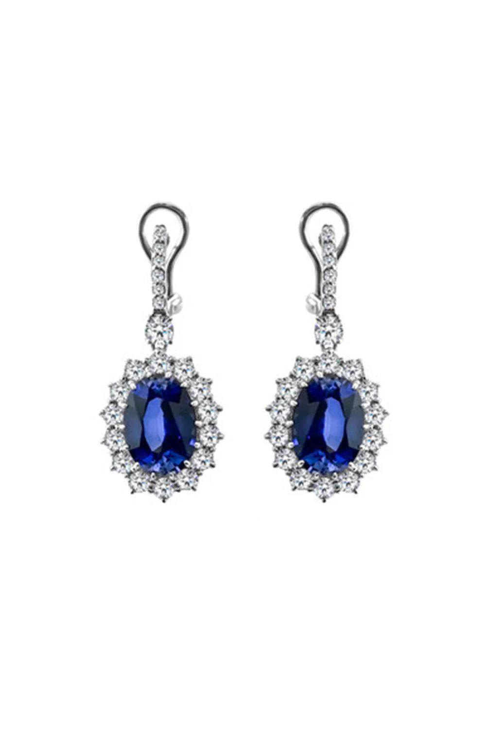 Oval Sapphire Cz Drop Earrings