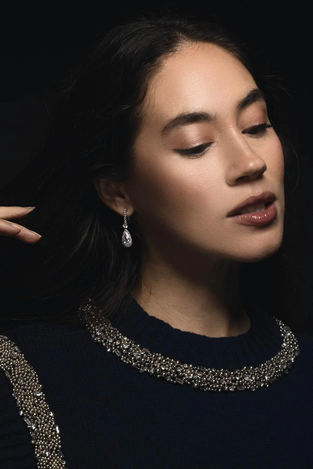Pave Cz Drop Earrings - Image 2
