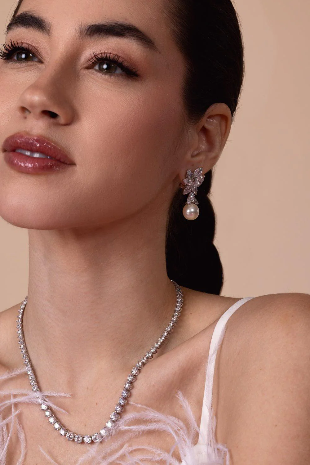 Pearl Drop Cluster Earrings - Image 2