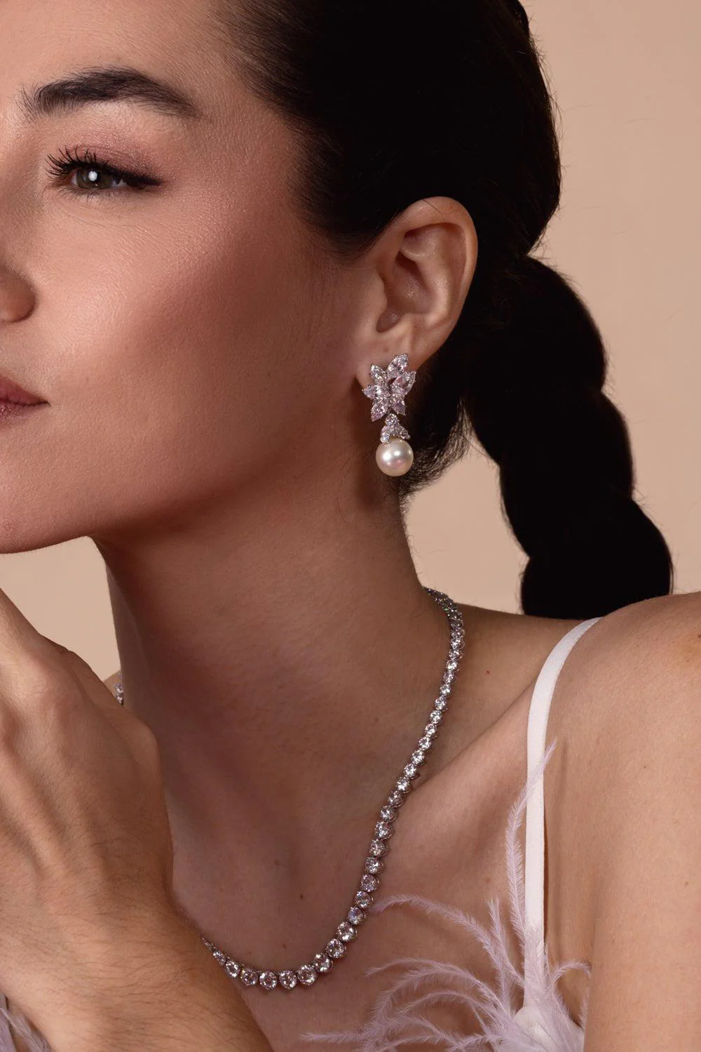 Pearl Drop Cluster Earrings - Image 3