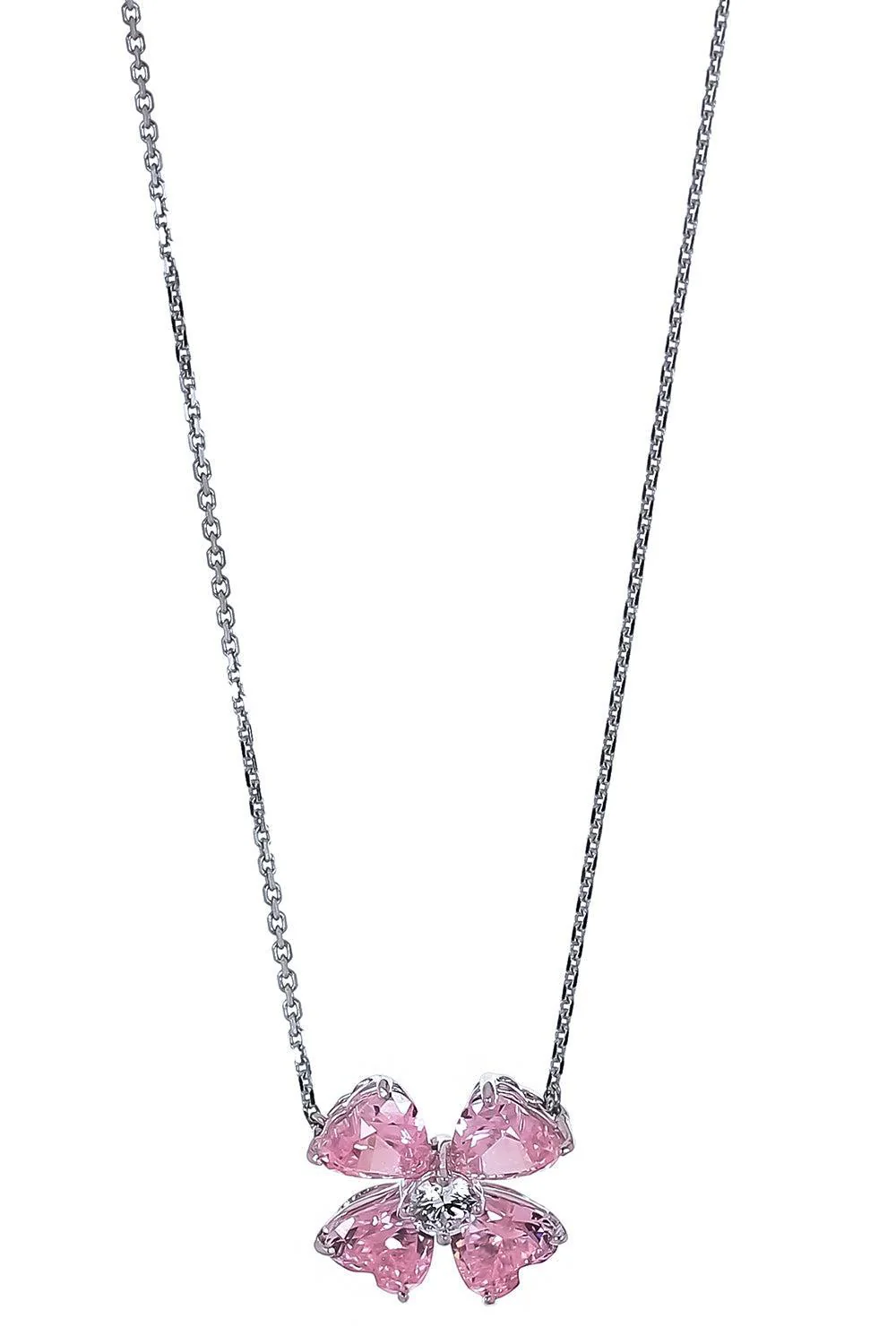 Pink Clover Pendant Necklace