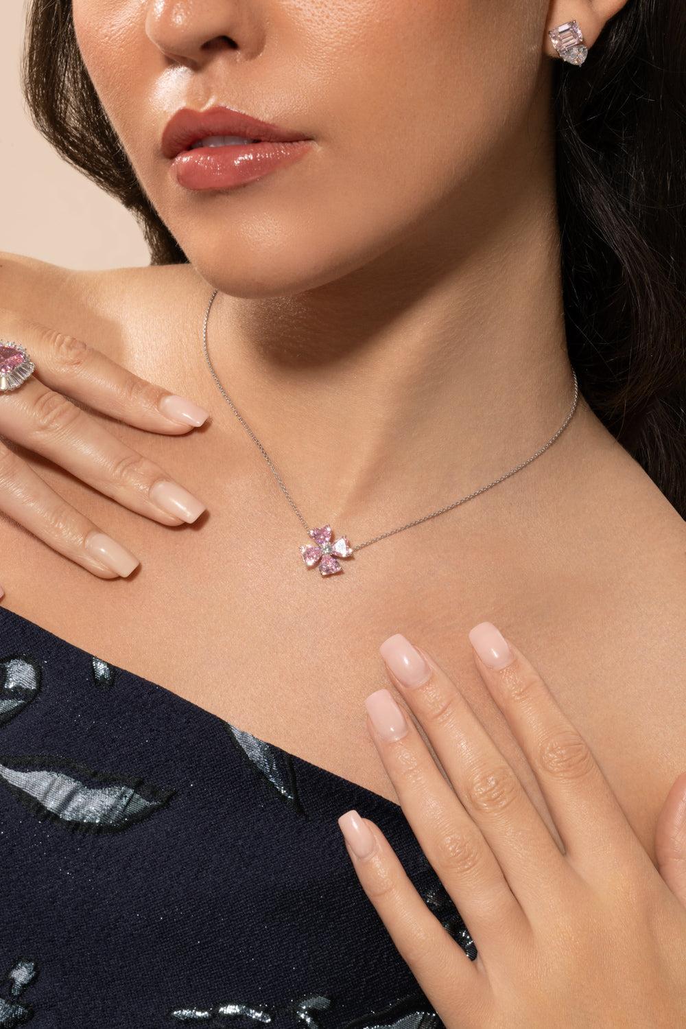 Pink Clover Pendant Necklace - Image 2